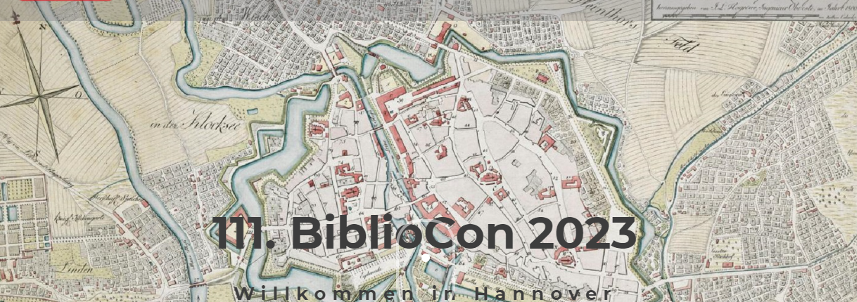 Webseite der BiblioCON mit einem historischen Stadtplan von Hannover