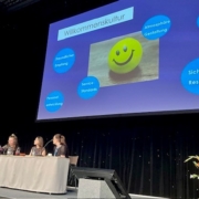Podium mit Hintergrundbild